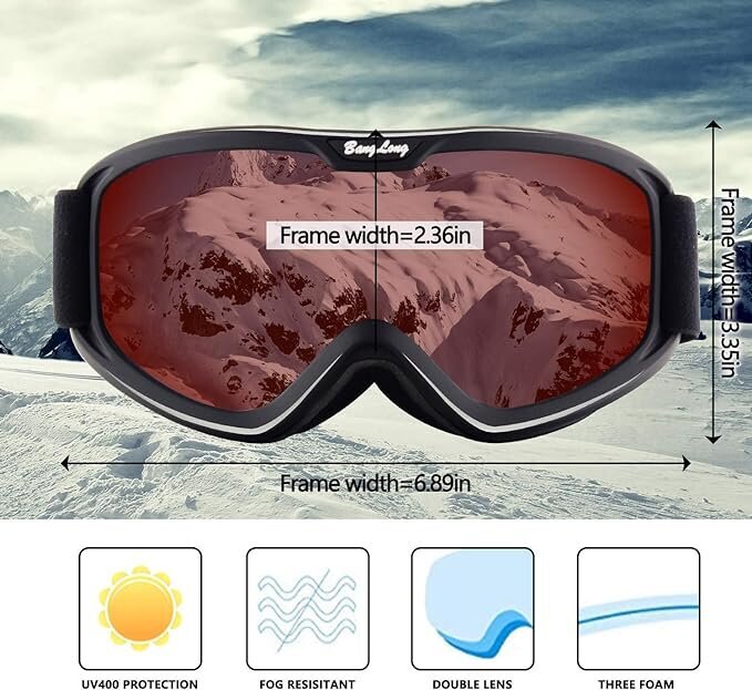 BangLong hiihtolasit, OTG, UV-suoja, huurtumaton, musta hinta ja tiedot | Laskettelulasit | hobbyhall.fi