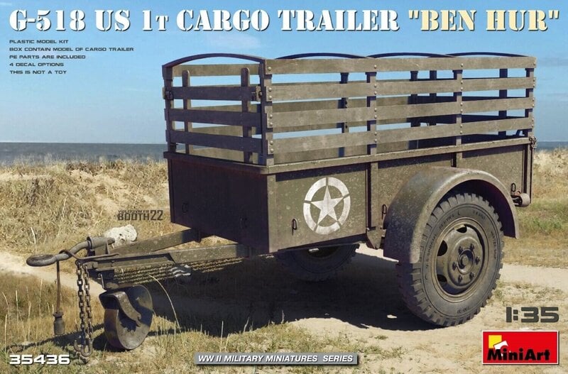 Liimattava malli MiniArt 35436 G-518 US 1t Cargo Trailer Ben Hur 1/35