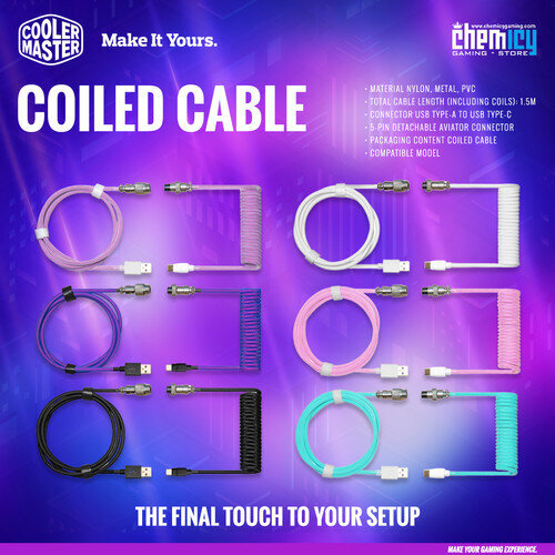 Cooler Master Coiled Cable, Blue-Purple hinta ja tiedot | Kaapelit ja adapterit | hobbyhall.fi