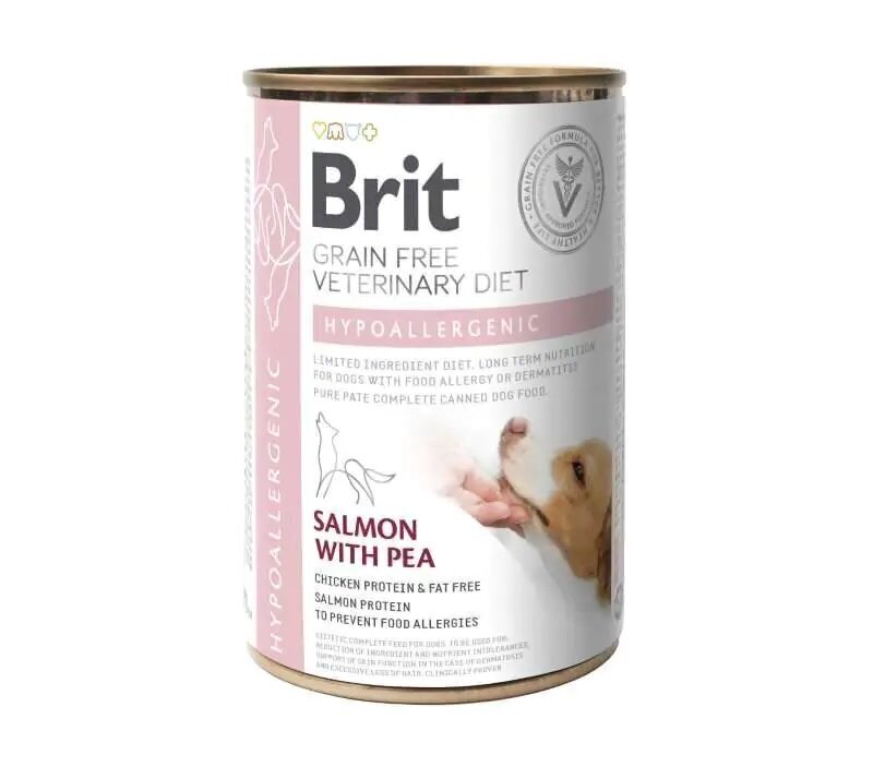 Brit Veterinary Diet Hypoallergeeninen lohella ja herneillä, 6x400 g hinta ja tiedot | Koiran kuivaruoka | hobbyhall.fi