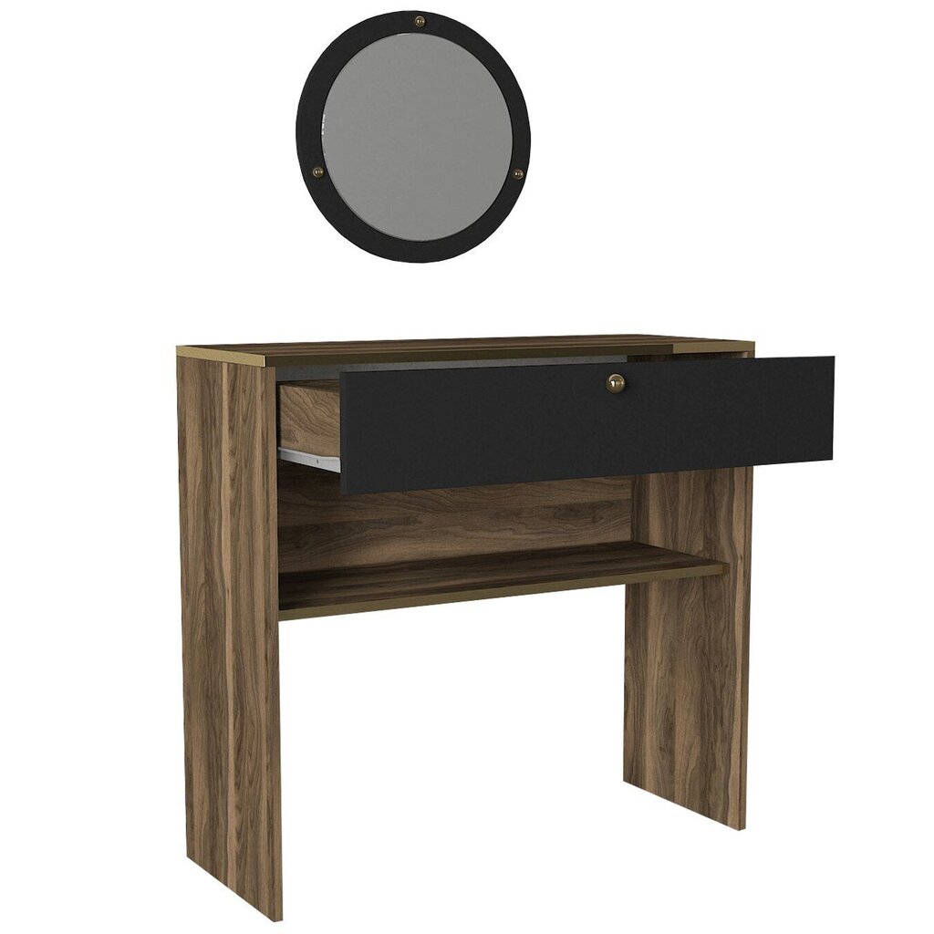 Sivupöytä ja peili Kalune Design Luis Aynali, ruskea/musta hinta ja tiedot | Sivupöydät | hobbyhall.fi