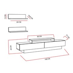 TV-kalustesarja Kalune Design Lucca TV, valkoinen hinta ja tiedot | TV- ja mediakalusteet | hobbyhall.fi