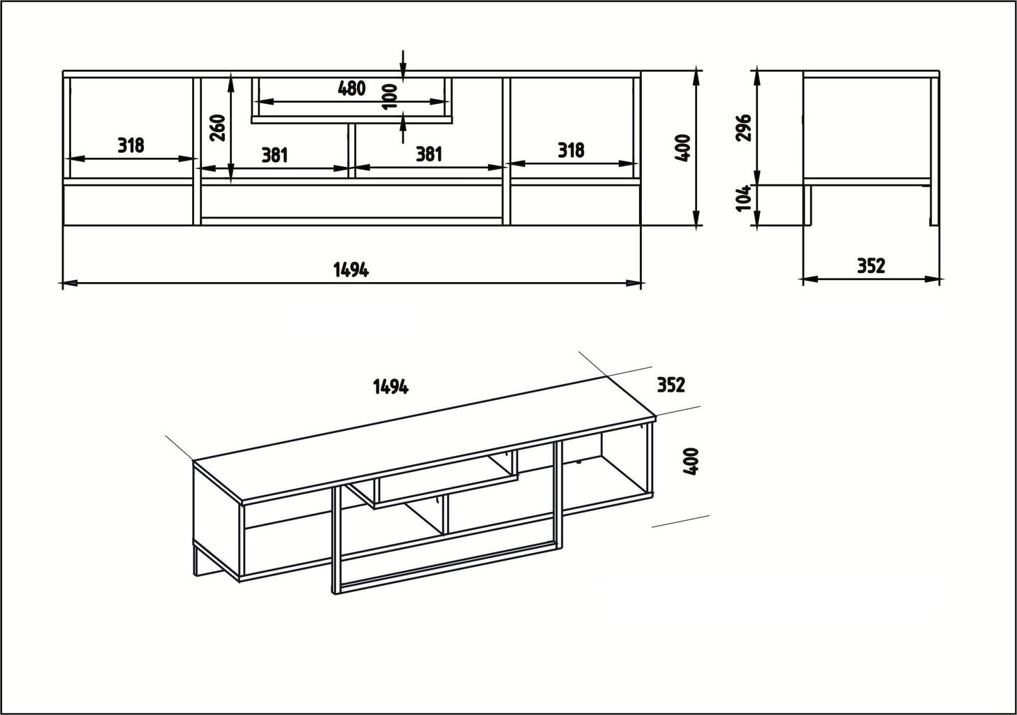 TV-taso Kalune Design Asal 150 cm, valkoinen/tammi hinta ja tiedot | TV-tasot | hobbyhall.fi