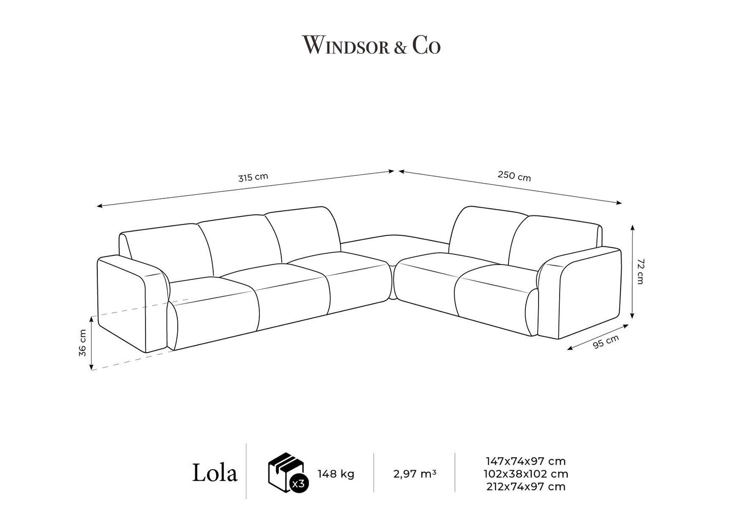 Windsor & Co Lola sohva, harmaa hinta ja tiedot | Sohvat ja vuodesohvat | hobbyhall.fi