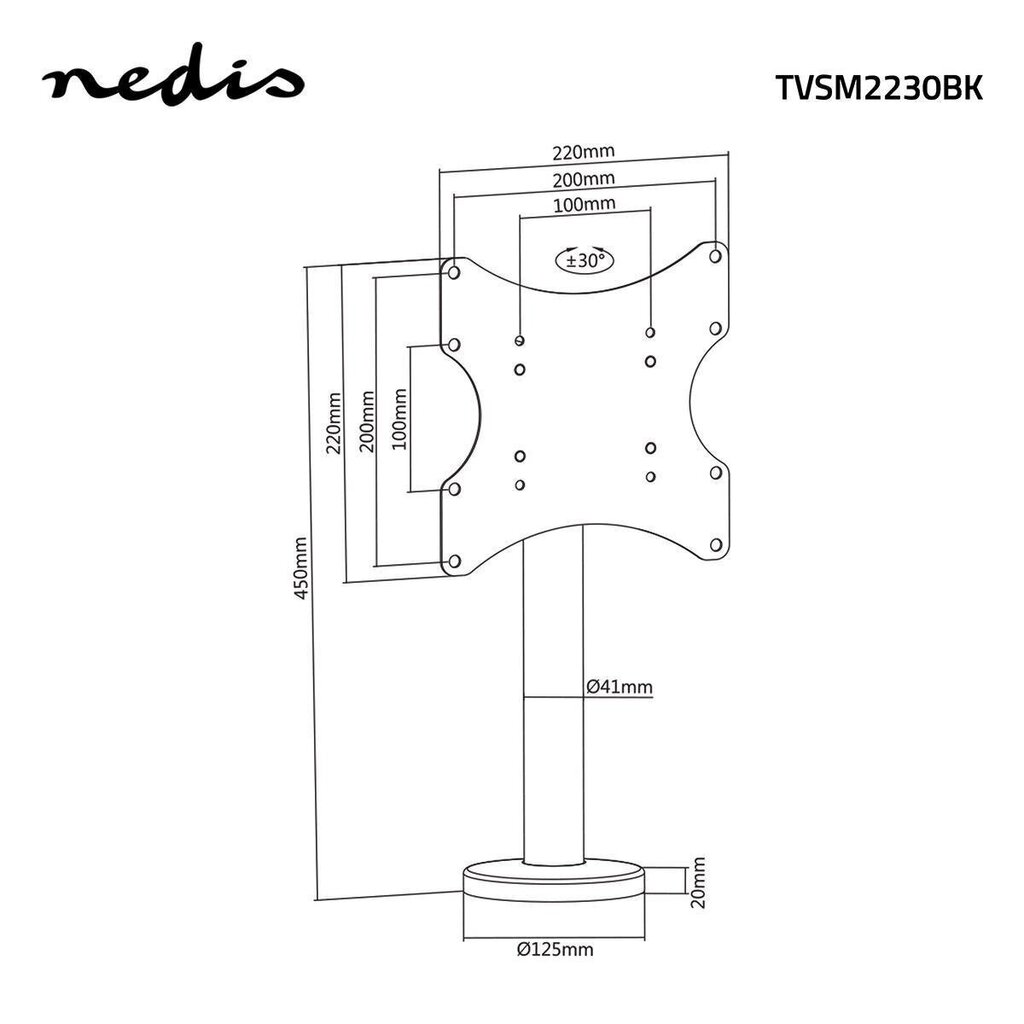 Nedis TVSM2230BK 23-43" hinta ja tiedot | TV-seinätelineet | hobbyhall.fi