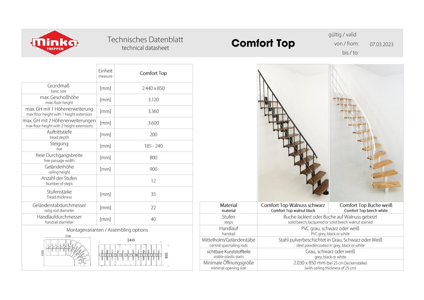 Modulaarinen portaikko Comfort Top Minka Valkoinen/Pyökki. Korkeus 312 cm. hinta ja tiedot | Portaat | hobbyhall.fi