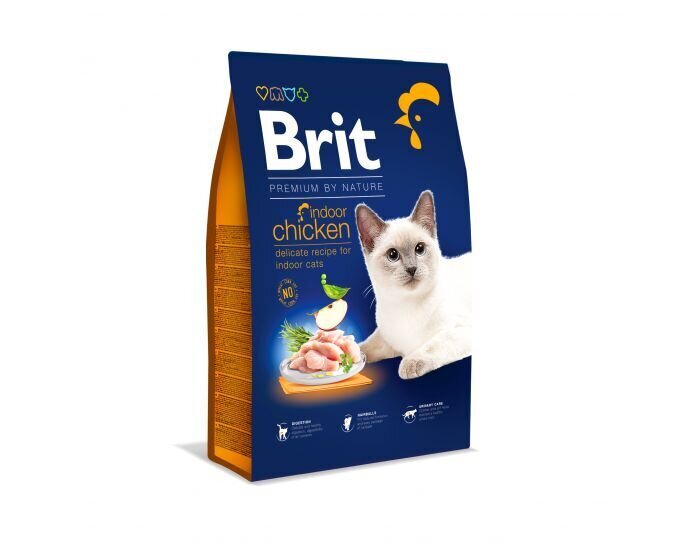 Brit Dry Premium By Nature Indoor täysravinto, kanaa, 8 kg hinta ja tiedot | Kissan kuivaruoka | hobbyhall.fi