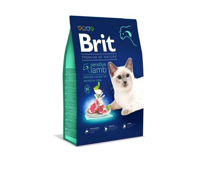 Brit Dry Premium By Nature Sensitive täysravinto, karitsanlihaa, 8 kg hinta ja tiedot | Kissan kuivaruoka | hobbyhall.fi