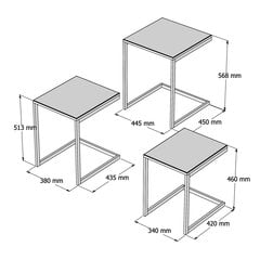 3 sohvapöydän setti Kalune Design Ege, ruskea/musta hinta ja tiedot | Sohvapöydät | hobbyhall.fi