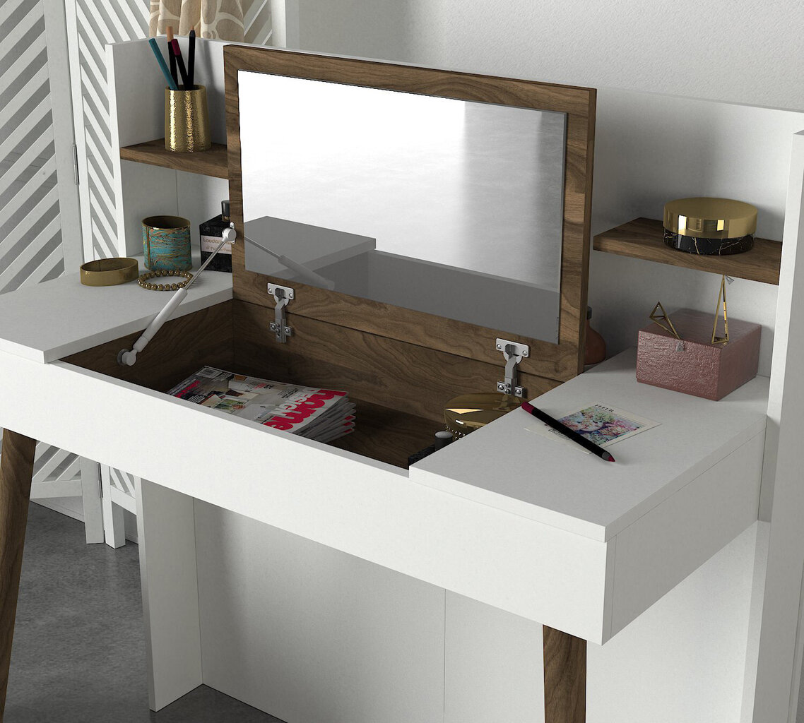 Peilipöytä Kalune Design Retro, ruskea/valkoinen hinta ja tiedot | Peilipöydät | hobbyhall.fi