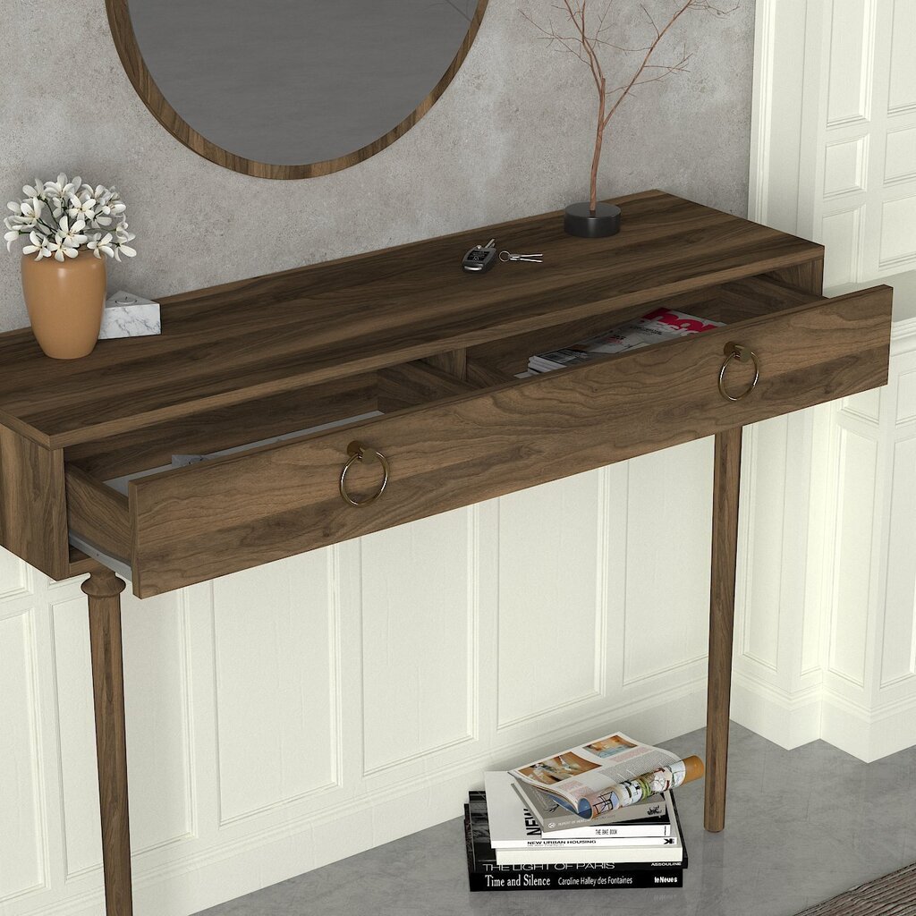 Sivupöytä ja peili Kalune Design Goldy Aynali, ruskea hinta ja tiedot | Sivupöydät | hobbyhall.fi