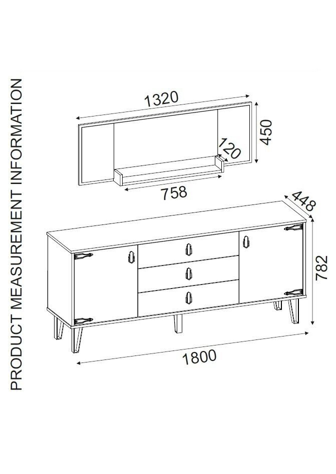 Sivupöytä ja peili Kalune Design Costa Aynali Console, beige hinta ja tiedot | Lipastot | hobbyhall.fi