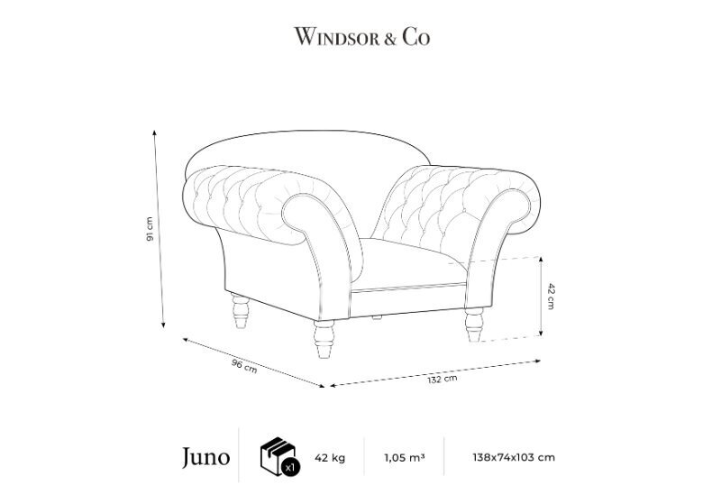 Nojatuoli Windsor & Co. Juno, koko 132x96x91 cm, beige/musta hinta ja tiedot | Nojatuolit | hobbyhall.fi