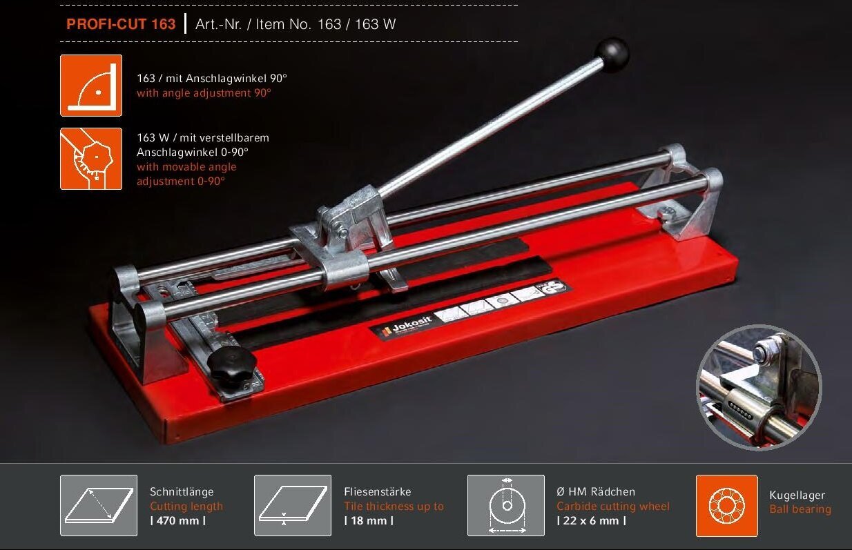 Laattaleikkauskone JOKOSIT PROFI-CUT 163W (470 mm) hinta ja tiedot | Käsityökalut | hobbyhall.fi