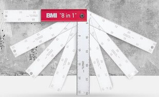 Ammattimainen säädettävä astemittari BMI 8 IN 1 (400x150 mm) hinta ja tiedot | Käsityökalut | hobbyhall.fi