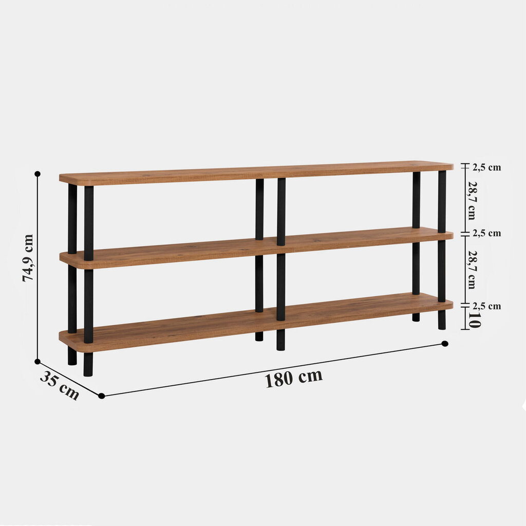 Hylly Asir, 180x74,9x35cm, beige ja musta hinta ja tiedot | Hyllyt | hobbyhall.fi