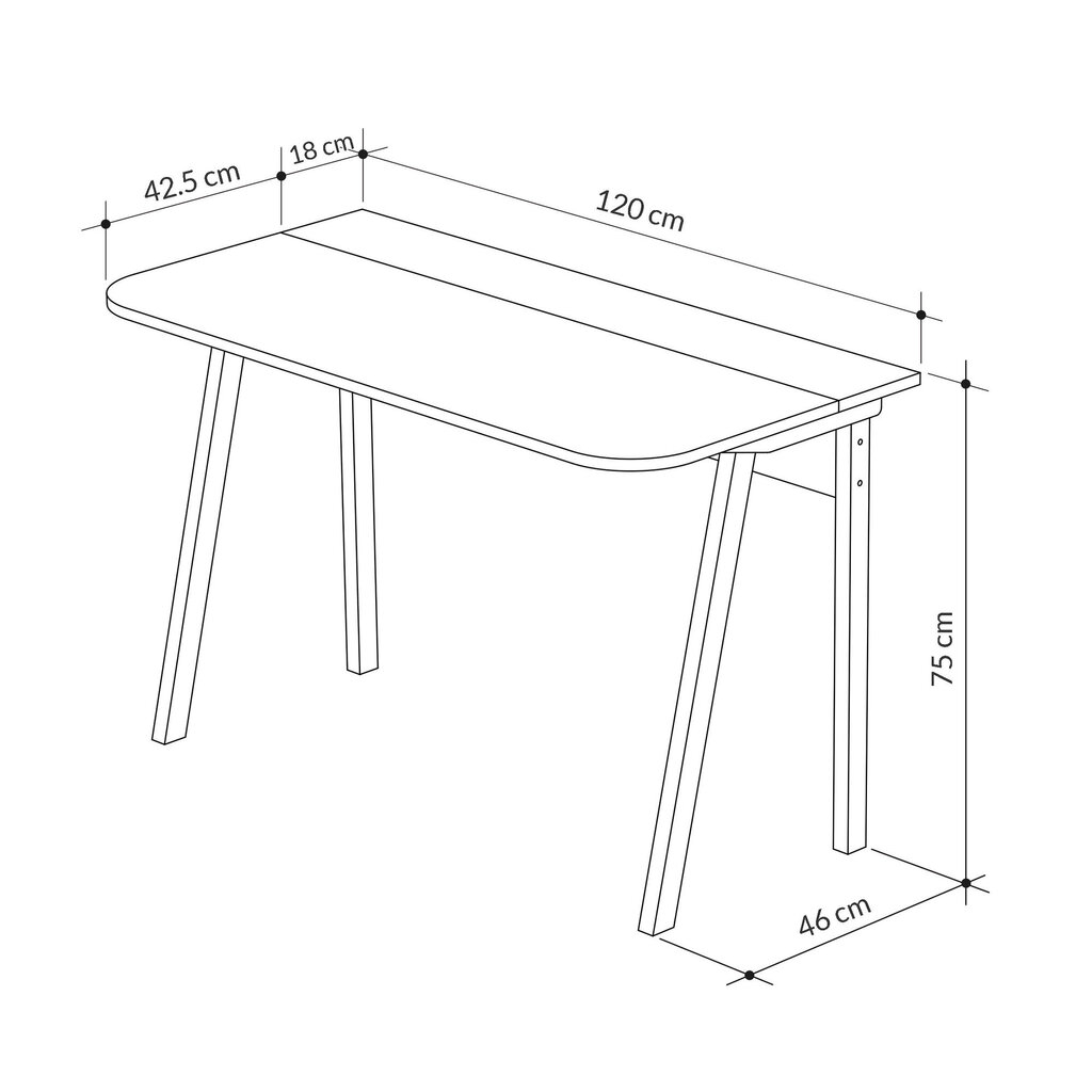 Työpöytä Asir, 120x75x60cm, valkoinen hinta ja tiedot | Tietokonepöydät ja työpöydät | hobbyhall.fi