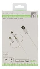 Deltaco IPLH-179, USB C, Micro USB, Lightning, USB A, 1m hinta ja tiedot | Puhelinkaapelit | hobbyhall.fi