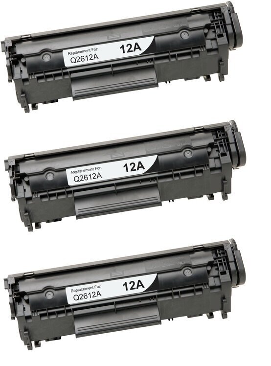 Tarvikevärikasetti set Hp 12A, Q2612A 3-Pack! hinta ja tiedot | Laserkasetit | hobbyhall.fi