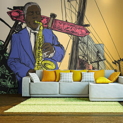 Valokuvatapetti - Saxophonist in New York 250x193 cm hinta ja tiedot | Valokuvatapetit | hobbyhall.fi