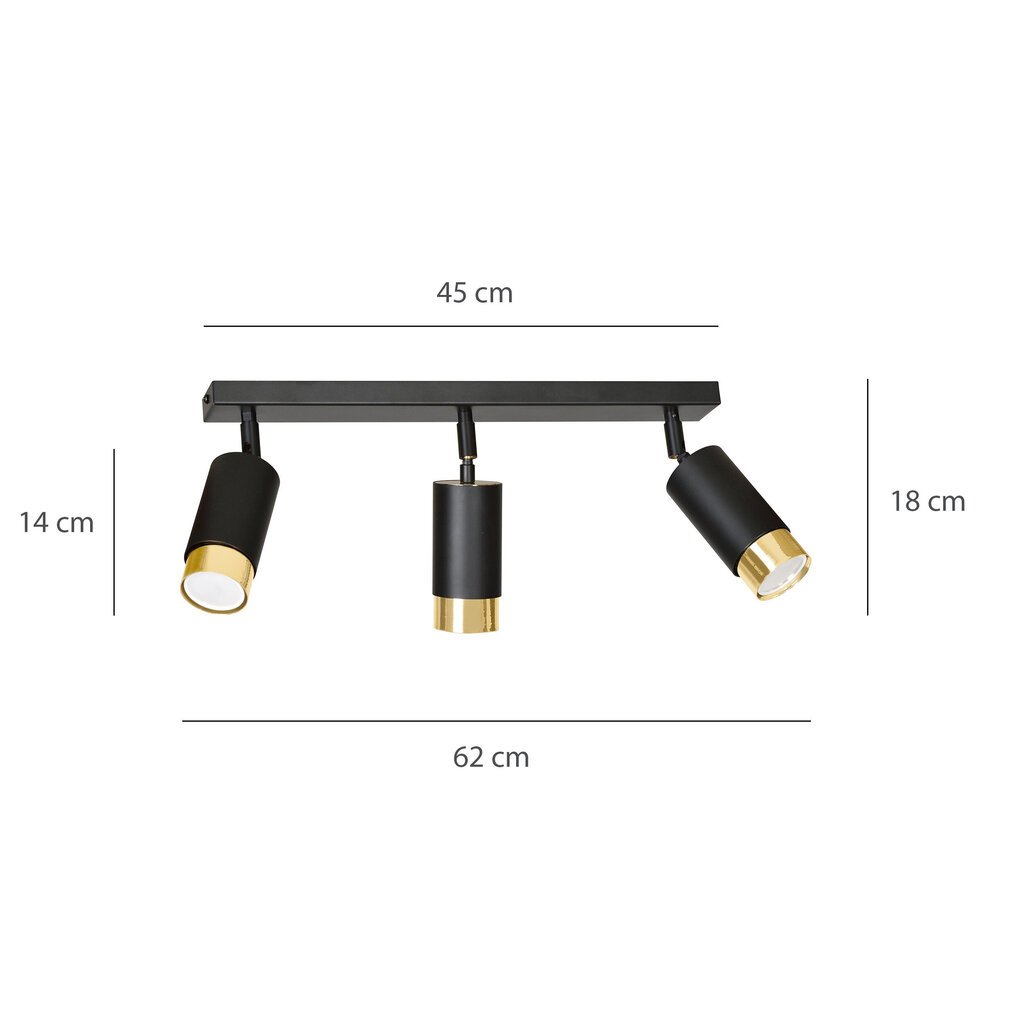 Emibig kattovalaisin Hiro 3 Black-Gold hinta ja tiedot | Kattovalaisimet | hobbyhall.fi