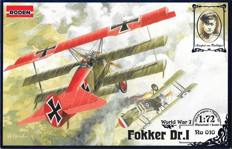 Liimattava malli Roden 010 Fokker Dr.I 1/72