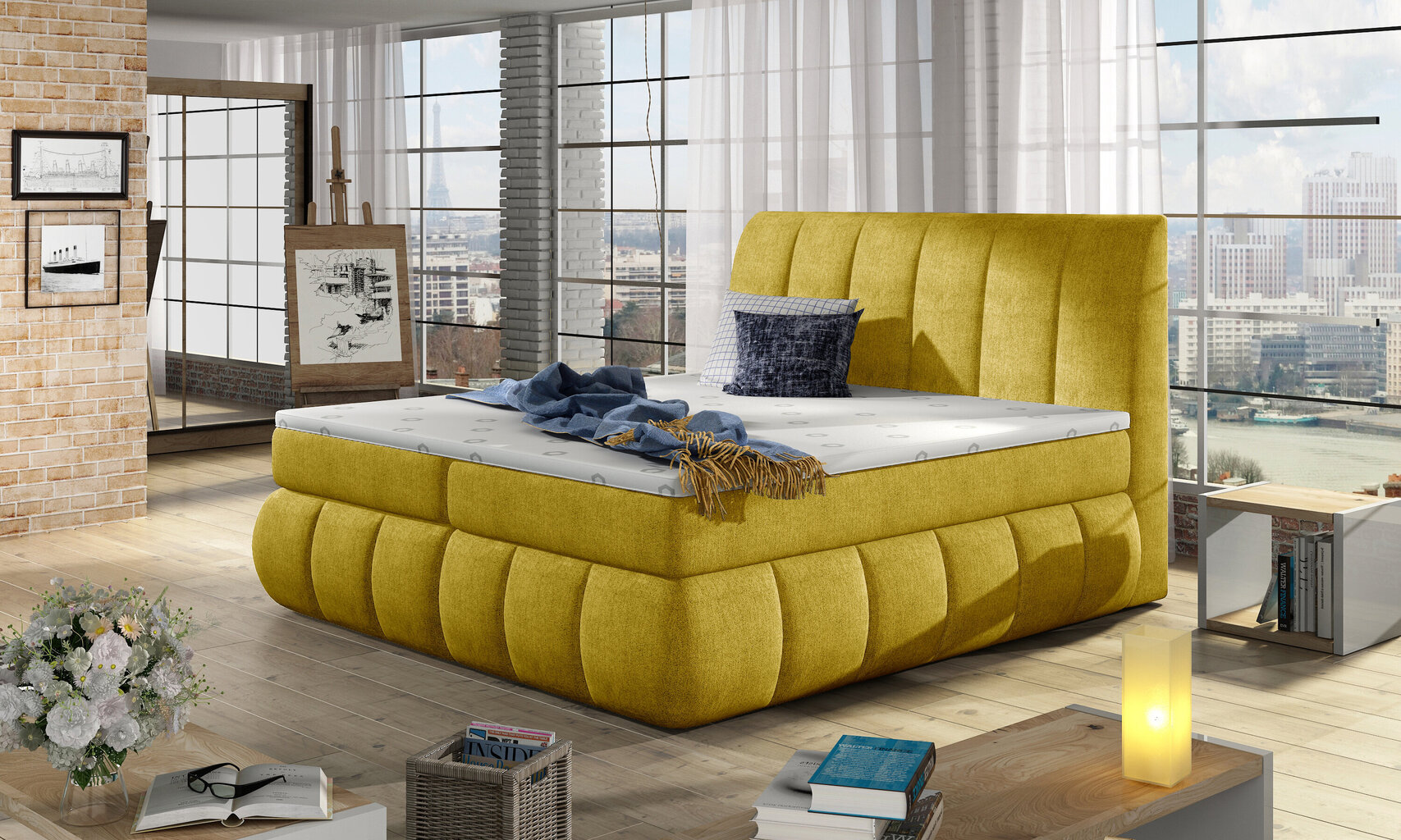 Vincenzo sänky, 160x200 cm, keltainen hinta ja tiedot | Sängyt | hobbyhall.fi