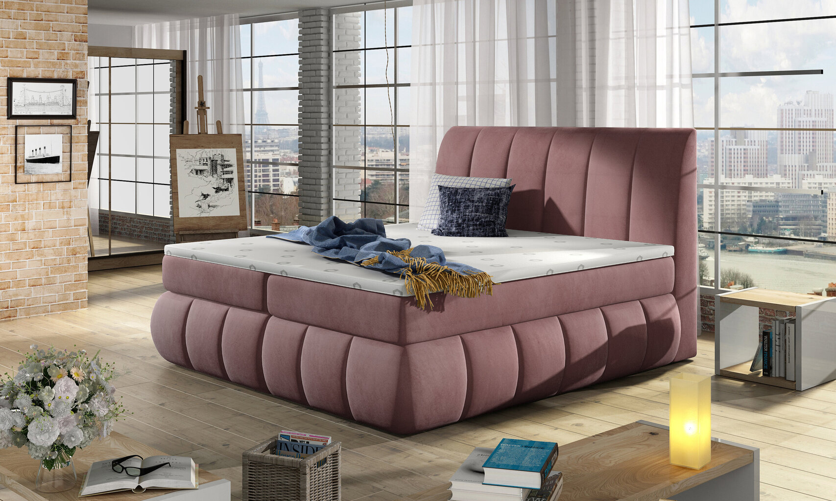 Sänky Vincenzo, 180x200 cm, vaaleanpunainen hinta ja tiedot | Sängyt | hobbyhall.fi