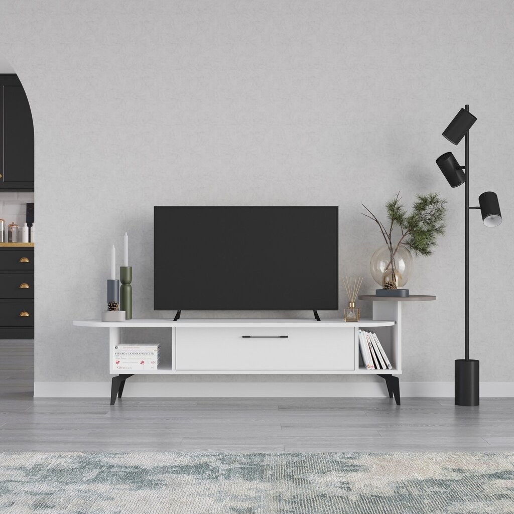 Asir TV-taso, 188x42,6x40cm, valkoinen ja vaaleanruskea hinta ja tiedot | TV-tasot | hobbyhall.fi