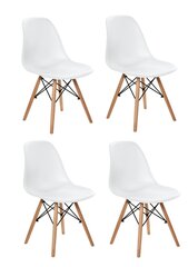 Sarja 4x Vigo tuoleja, mitat: 46x39x82cm, valkoinen istuin, puiset jalat hinta ja tiedot | Ruokapöydän tuolit | hobbyhall.fi