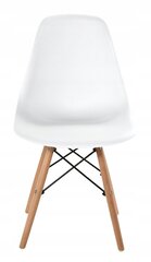 Sarja 4x Vigo tuoleja, mitat: 46x39x82cm, valkoinen istuin, puiset jalat hinta ja tiedot | Ruokapöydän tuolit | hobbyhall.fi