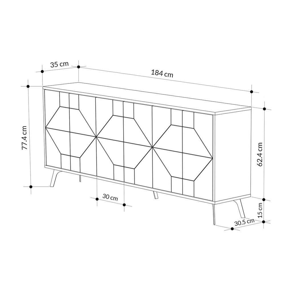 Asir-kaappi, 184x77,4x35cm, valkoinen hinta ja tiedot | Sivupöydät | hobbyhall.fi