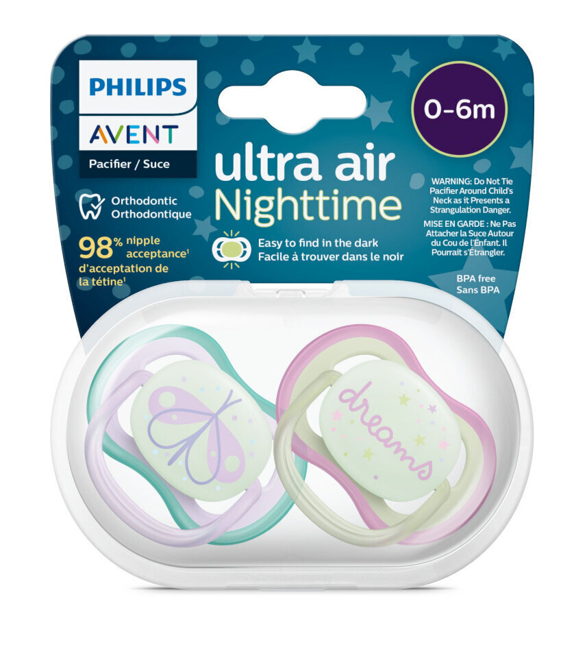 Tutit Philips Avent Ultra Air Nighttime, 0-6 kk, 2 kpl hinta ja tiedot | Tutit | hobbyhall.fi