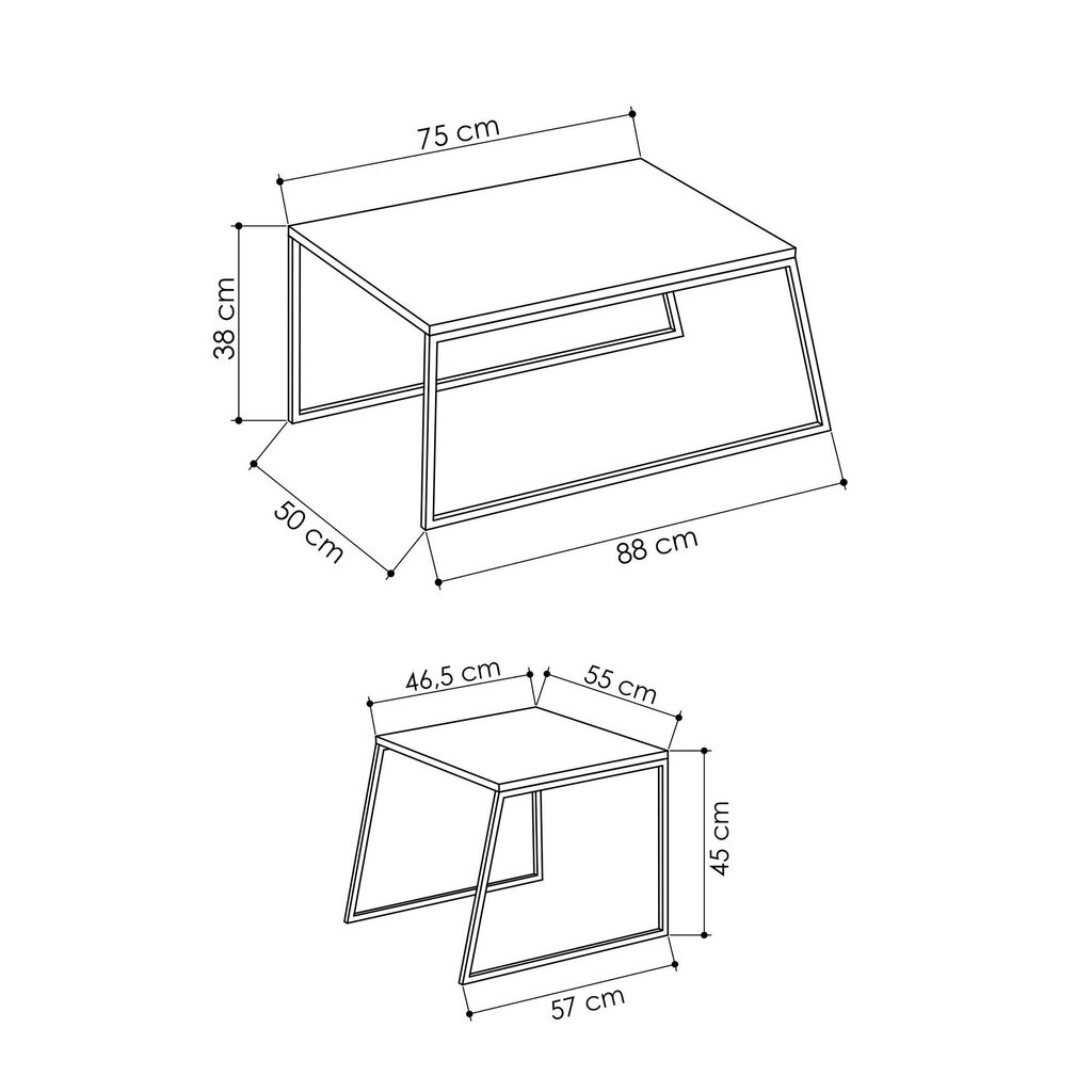 2 sohvapöydän setti Kalune Design 855, musta hinta ja tiedot | Sohvapöydät | hobbyhall.fi