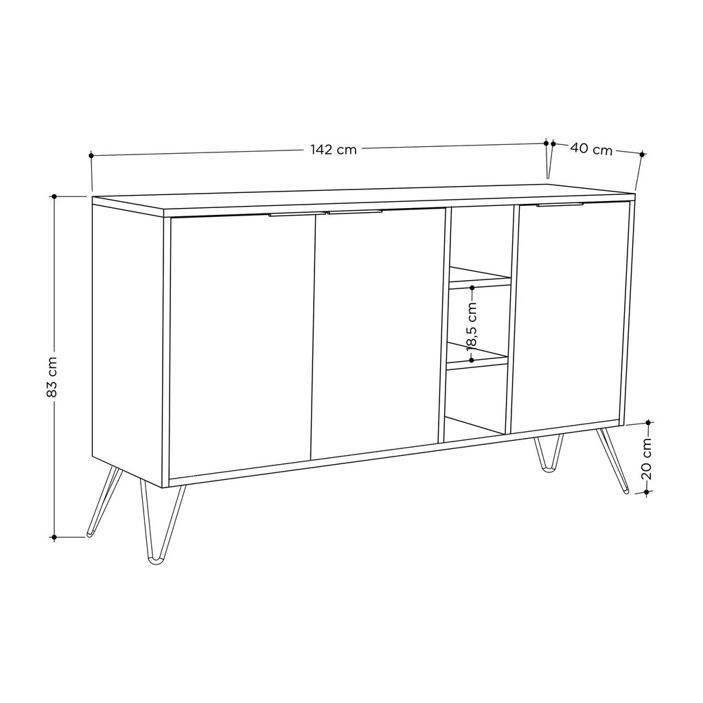 Lipasto Kalune Design 855, 142 cm, vaaleanruskea/valkoinen hinta ja tiedot | Lipastot | hobbyhall.fi