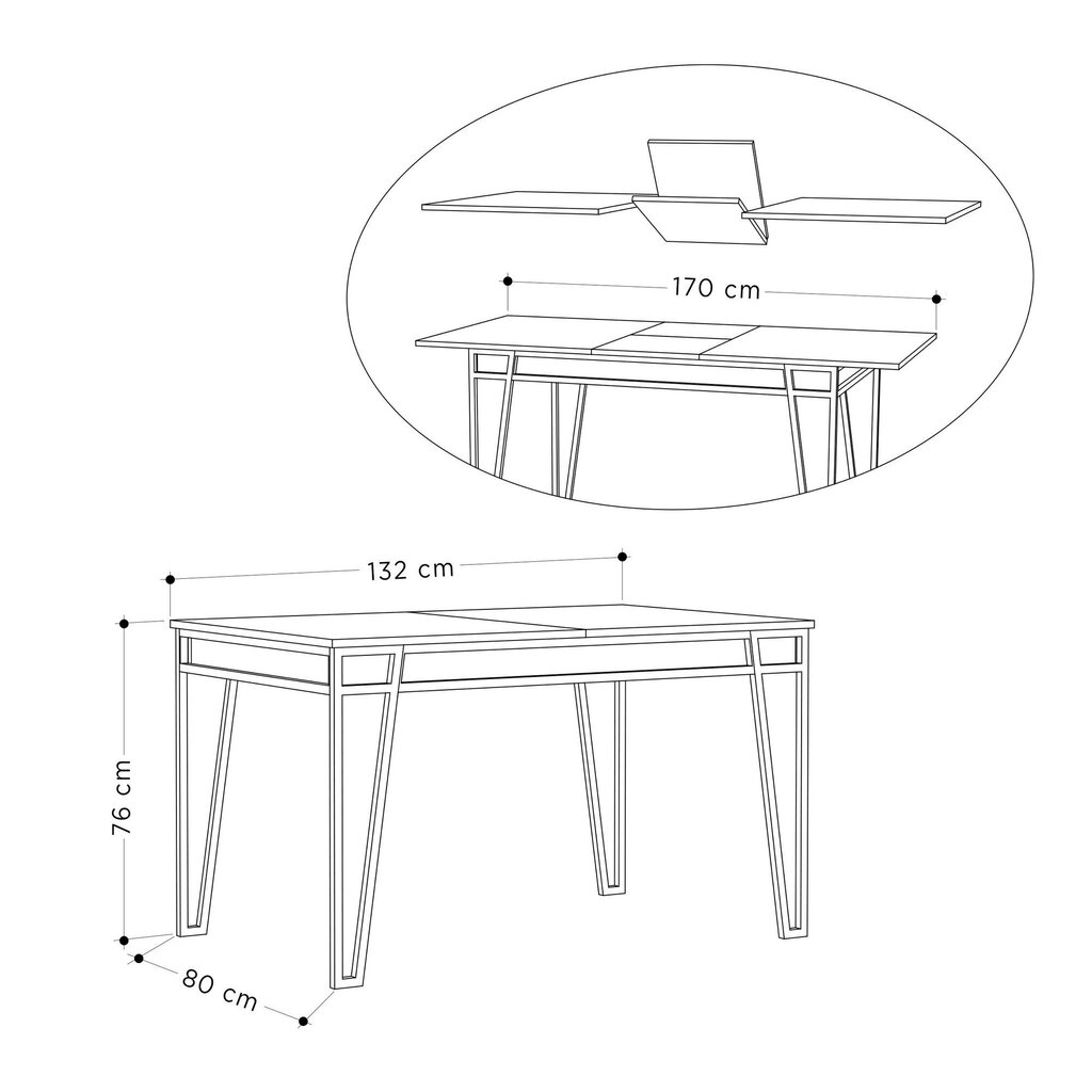 Jatkettava pöytä Kalune Design 855, valkoinen hinta ja tiedot | Ruokapöydät | hobbyhall.fi