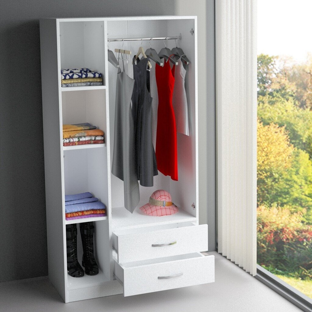 Vaatekaappi Kalune Design Wardrobe 756, 90 (III), 120 cm, valkoinen hinta ja tiedot | Kaapit | hobbyhall.fi