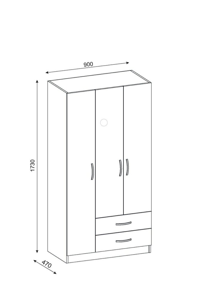 Vaatekaappi Kalune Design Wardrobe 756, 90 (III), 120 cm, valkoinen hinta ja tiedot | Kaapit | hobbyhall.fi