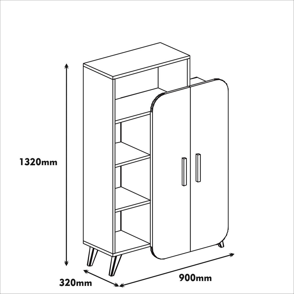 Vapaasti seisova hylly Kalune Design 845, 132 cm, valkoinen hinta ja tiedot | Hyllyt | hobbyhall.fi