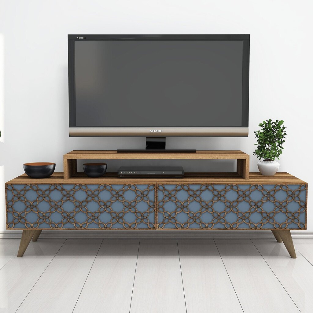 TV-taso Kalune Design 845, 140 cm, ruskea/sininen hinta ja tiedot | TV-tasot | hobbyhall.fi