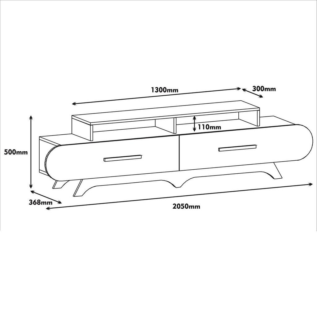 TV-taso Kalune Design 845, 205 cm, ruskea/keltainen hinta ja tiedot | TV-tasot | hobbyhall.fi