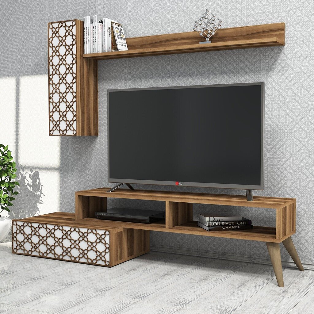 TV-kalustesarja Kalune Design 845 (LLII), ruskea/valkoinen hinta ja tiedot | TV- ja mediakalusteet | hobbyhall.fi