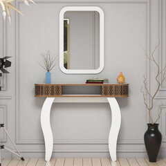 Pöytä- ja peilisetti Kalune Design 845, valkoinen/ruskea hinta ja tiedot | Peilipöydät | hobbyhall.fi