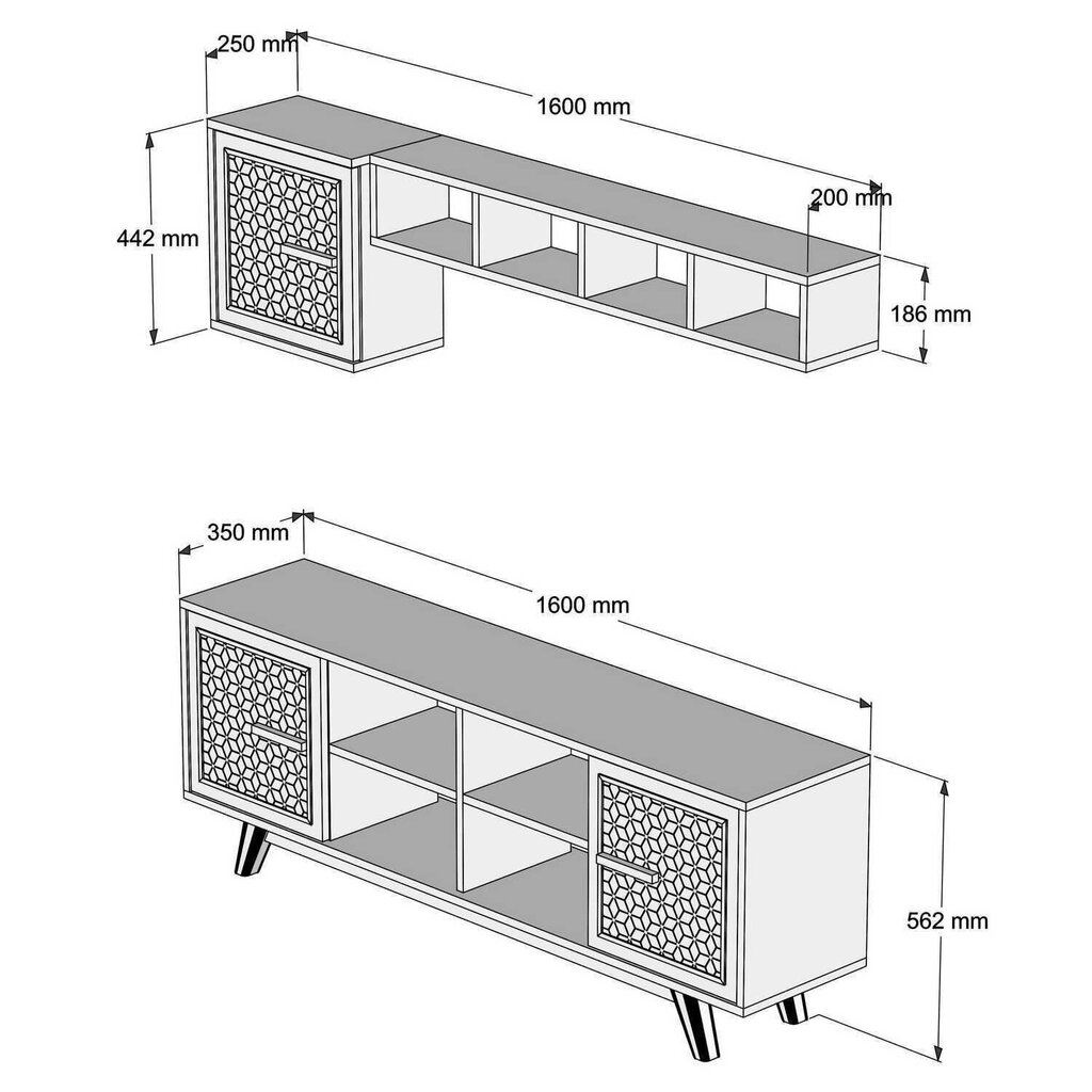 TV-kalustesarja Kalune Design 845(LIX), ruskea/keltainen hinta ja tiedot | TV- ja mediakalusteet | hobbyhall.fi