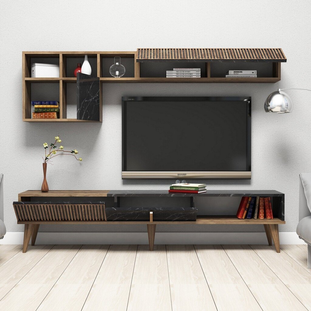 TV-kalustesarja Kalune Design 845 (XLI), ruskea hinta ja tiedot | TV- ja mediakalusteet | hobbyhall.fi