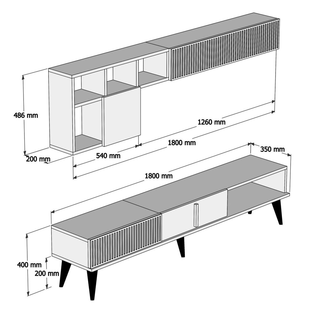 TV-kalustesarja Kalune Design 845 (XLI), ruskea hinta ja tiedot | TV- ja mediakalusteet | hobbyhall.fi