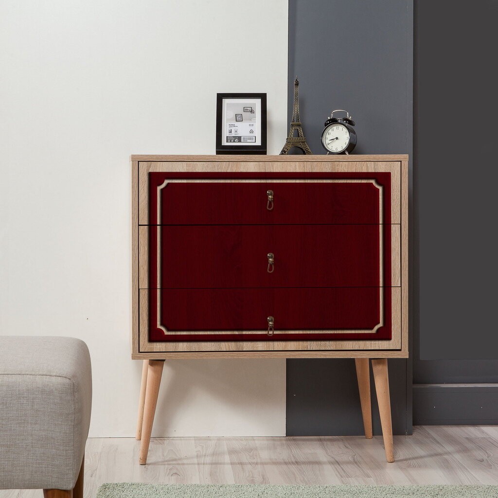 Lipasto Kalune Design Dresser 3437, tammi/punainen hinta ja tiedot | Lipastot | hobbyhall.fi