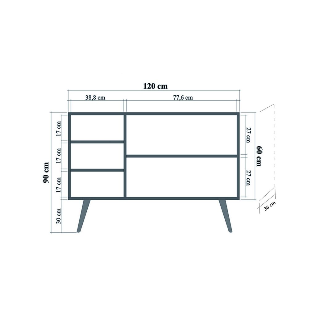 Senkki Kalune Design 863 (VII), 120 cm, tammi/beige hinta ja tiedot | Lipastot | hobbyhall.fi