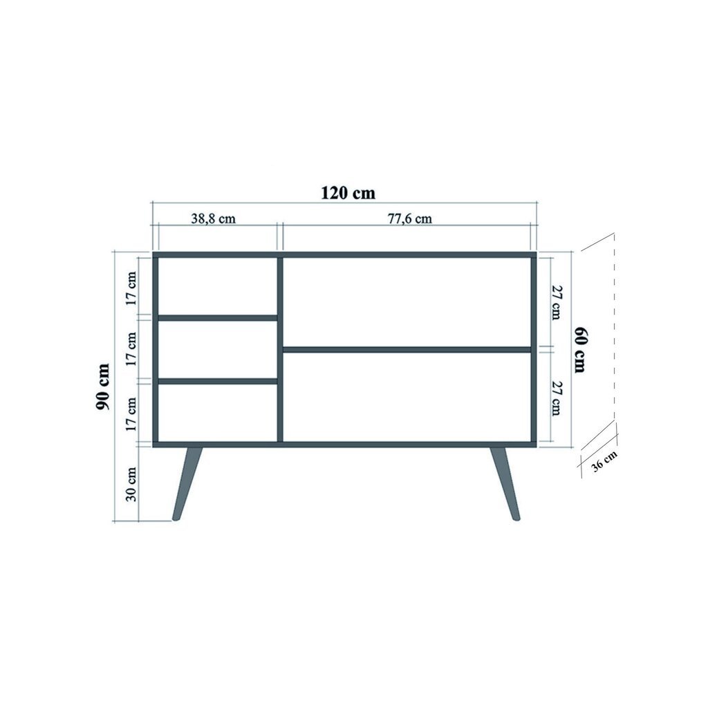 Senkki Kalune Design 863 (VII), 120 cm, tammi/tummanruskea hinta ja tiedot | Lipastot | hobbyhall.fi