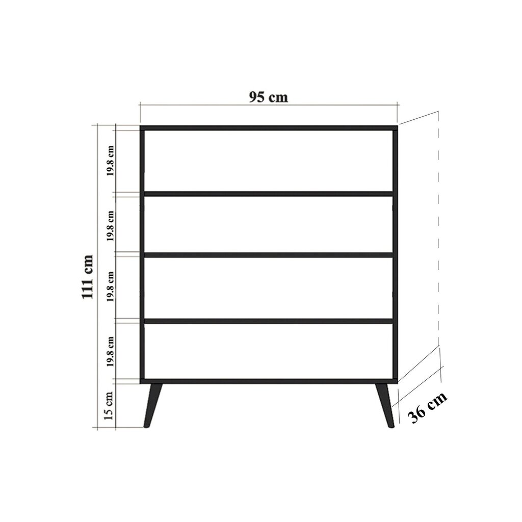 Kaappi Kalune Design 869, 111 cm, valkoinen/musta hinta ja tiedot | Olohuoneen kaapit ja lipastot | hobbyhall.fi